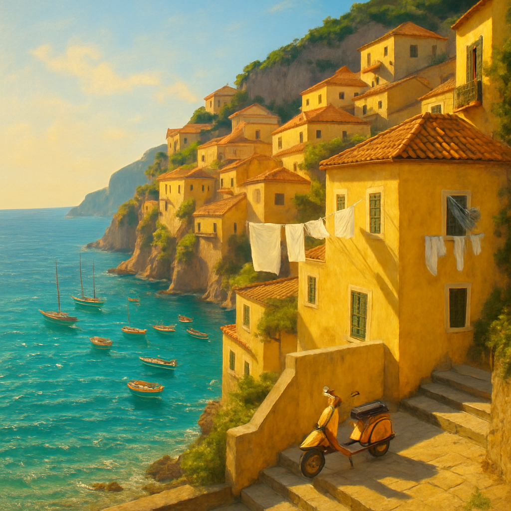 Italy Coastal Reverie painting number kit
