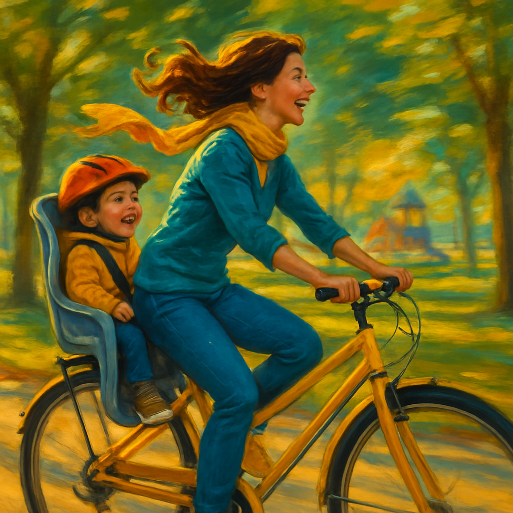 Mother And Child Bike Ride Together Paint by numbers kits