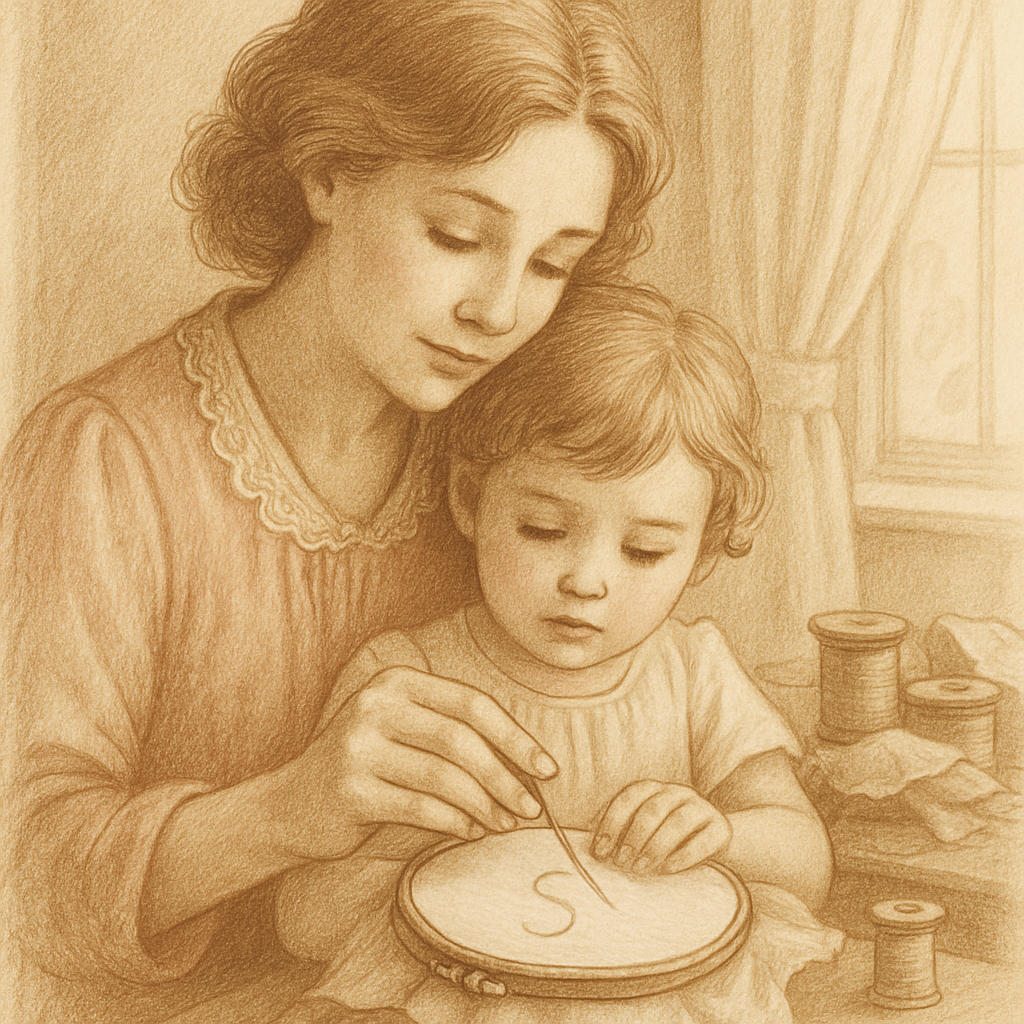 Mother And Child Sewing Memories Paint by numbers art