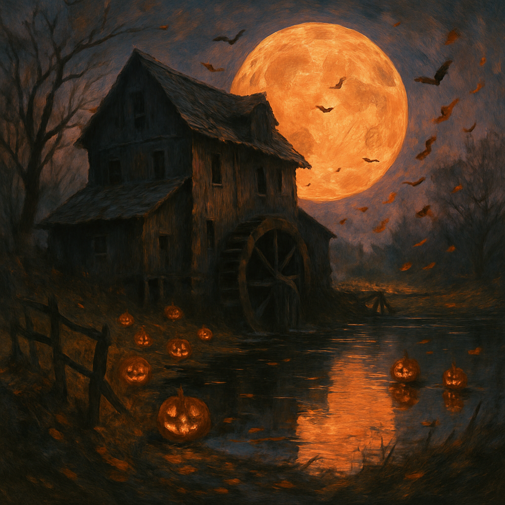 Harvest Moon Over Old Mill Paint by numbers kits