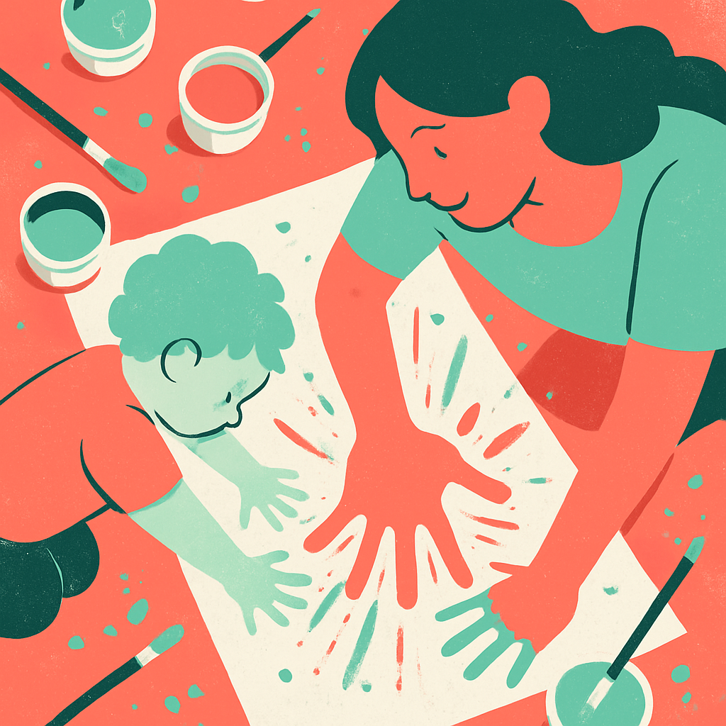 Mother And Child Handprint Art Painting by numbers kit