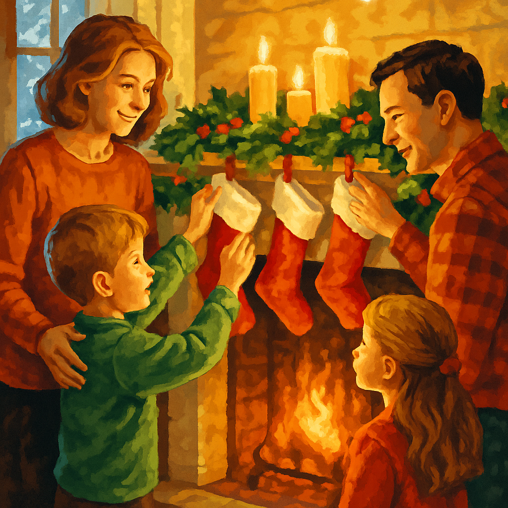 Snow-Dusted Stocking Scene painting number kit
