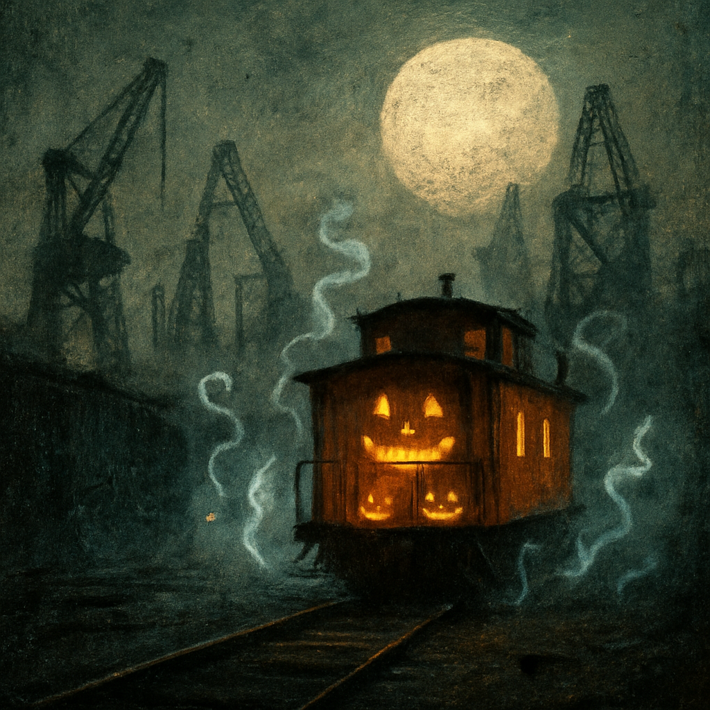 Foggy Trainyard At Witching Light Paint by numbers art