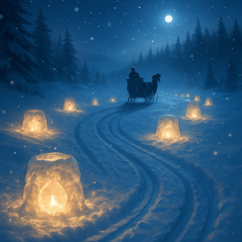 Snow Lanterns Guiding The Sleigh paint by color