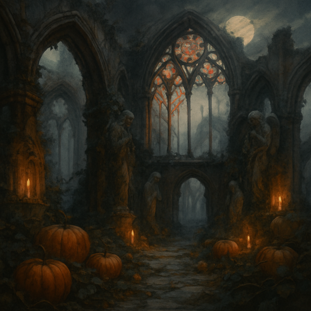Pumpkin Cathedral Courtyard painting number kit