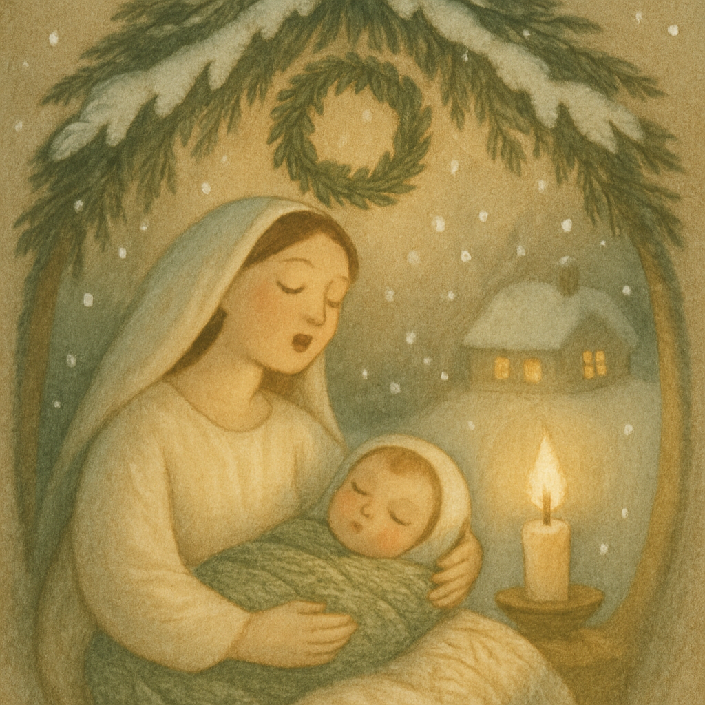 Snowbound Lullaby Under Pine Dome DIY paint by numbers