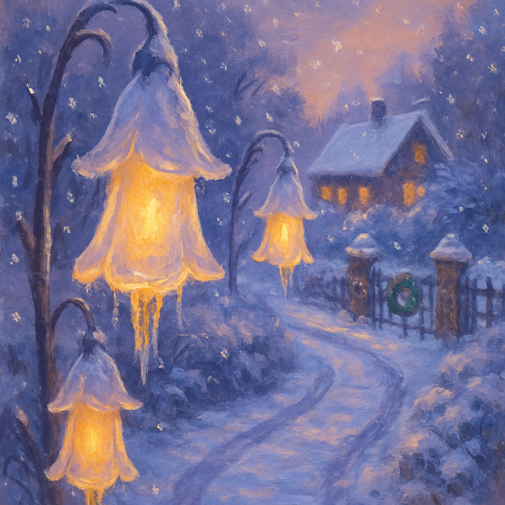 Icicle Lanterns In The Foxglove Lane paint by number