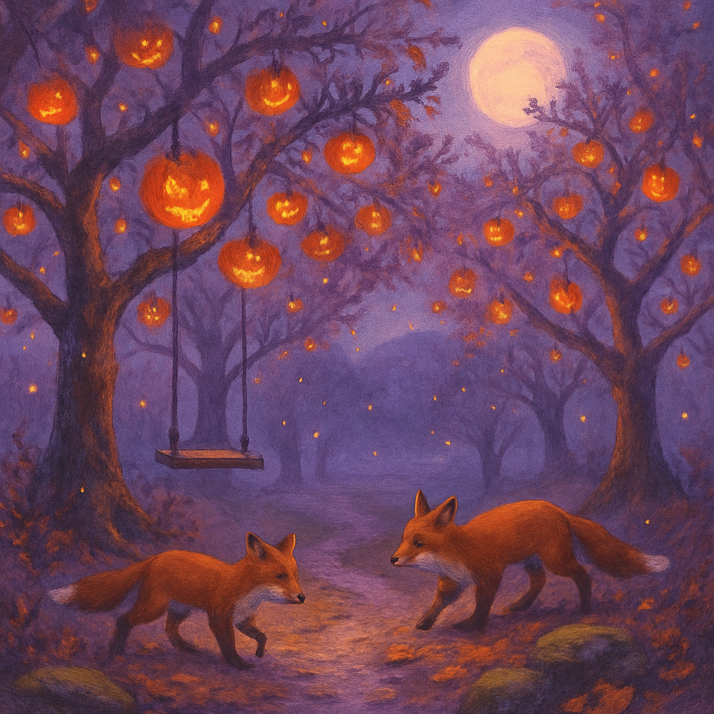 Fogbound Apple Lantern Walk Number painting