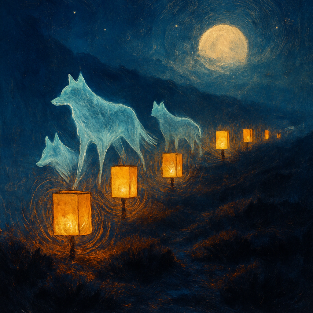 Ridge Of Paper Lantern Wolves Numbered painting kits