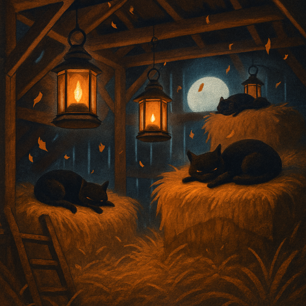 Moonlit Hayloft Lanterns painting number kit