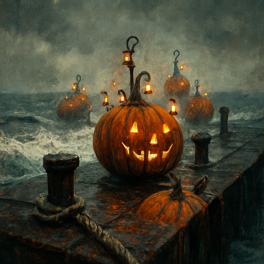 Lanterns At The Iron Wharf Number painting