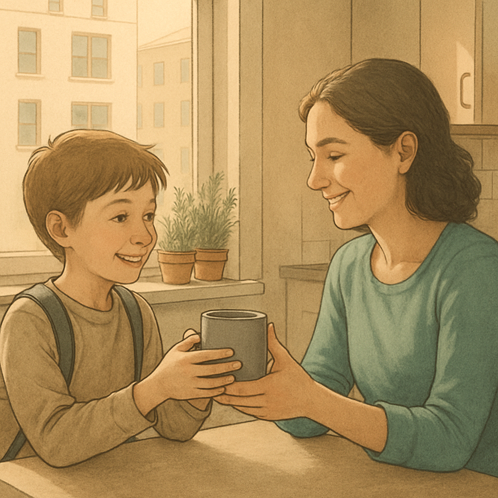Mother And Child Morning Coffee Ritual Numbered painting kits