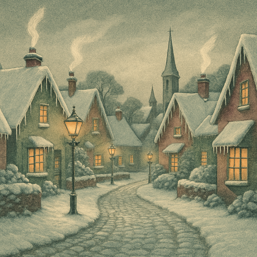 Village Lanterns In Silver Snow paint by numbers