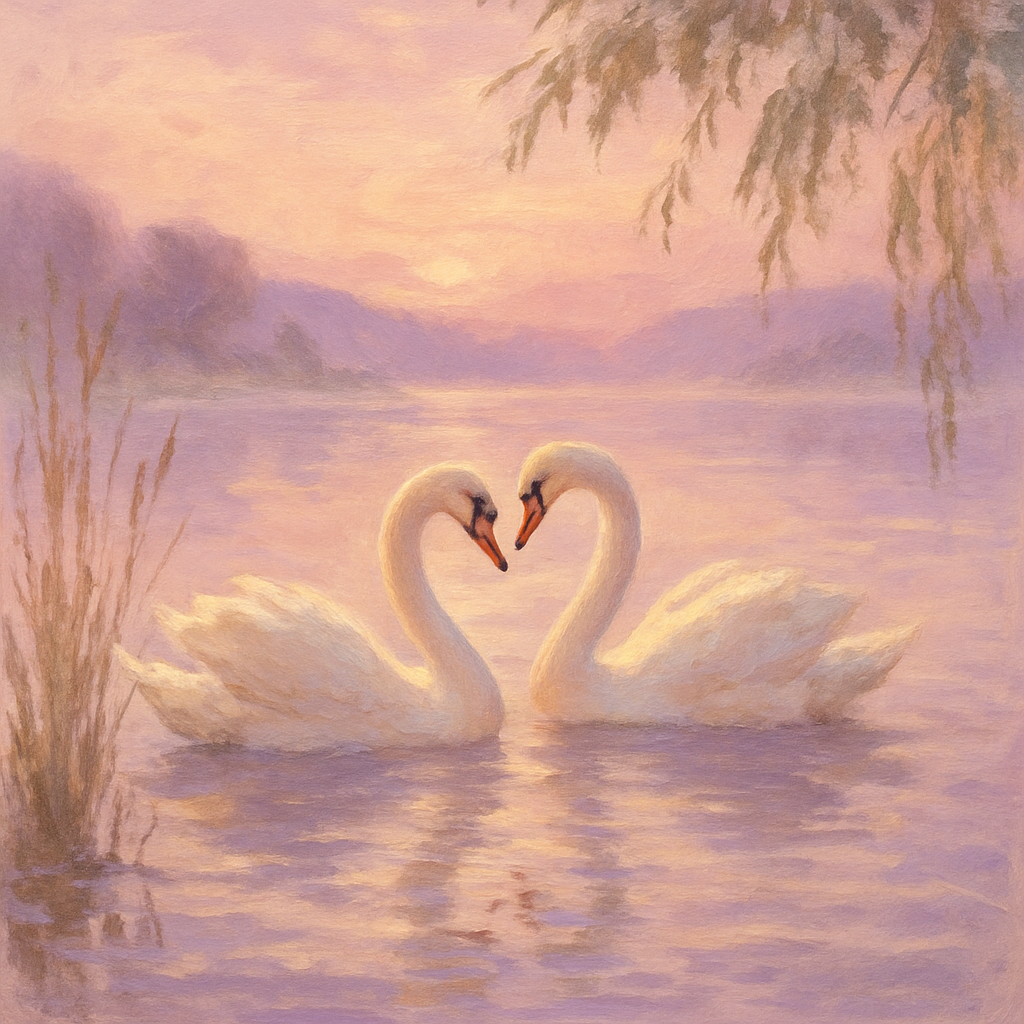 Painted Swans Of Misty Hollow paint by numbers