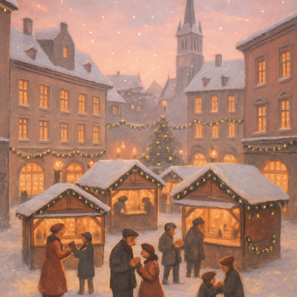 Snowlight Market On Lantern Plaza Painting by numbers kit
