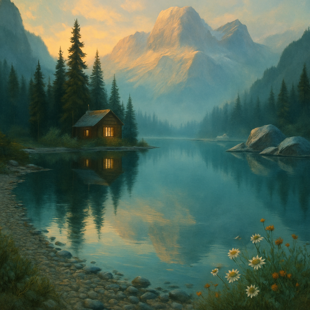Misty Alpine Lake Retreat Painting by numbers kit