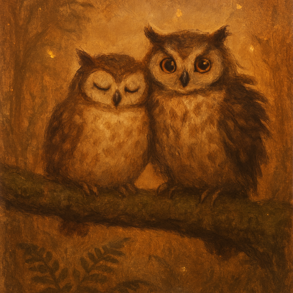 Rustic Owls In Hearthside Clearing Number painting