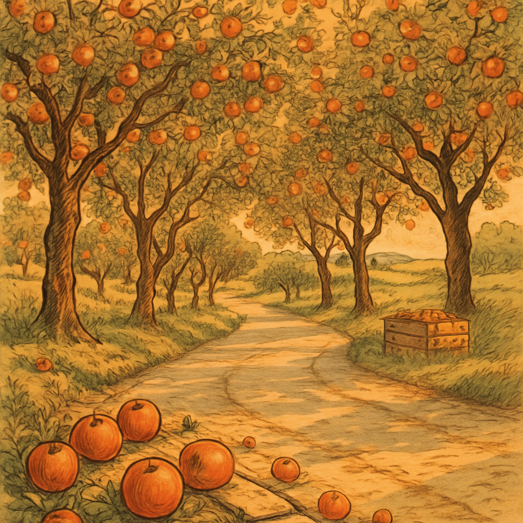 Sunlit Orchard Lane Number painting