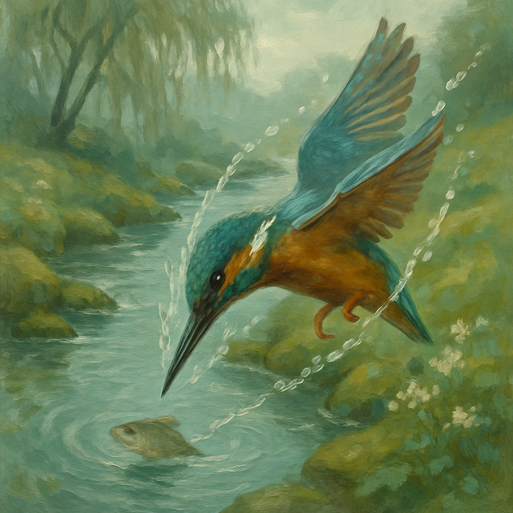 Kingfisher Painted Splash At Brookside Numbered painting kits