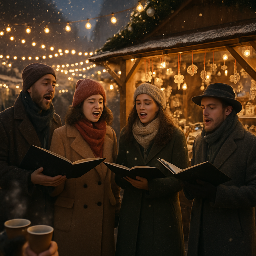 Christmas Market Carolers Numbered painting kits
