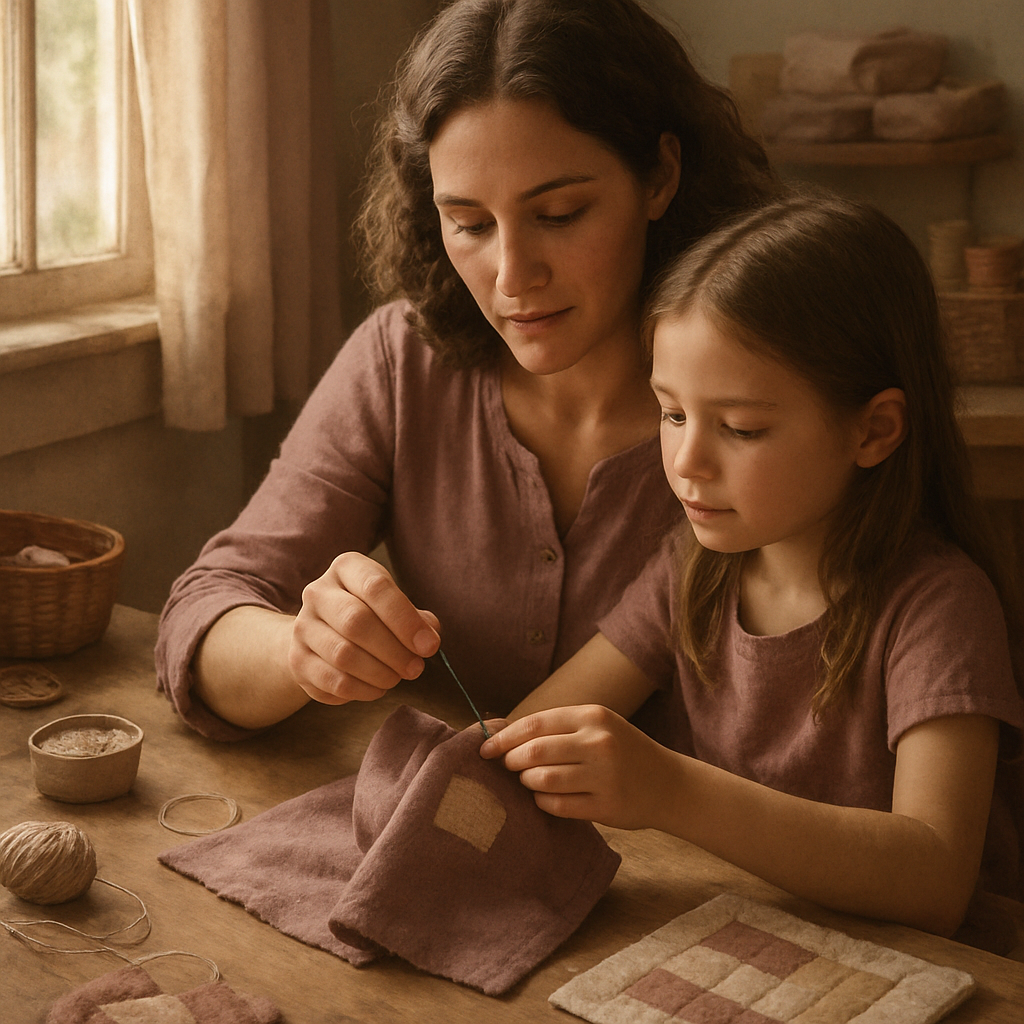Mother And Daughter Sewing Together DIY paint by numbers