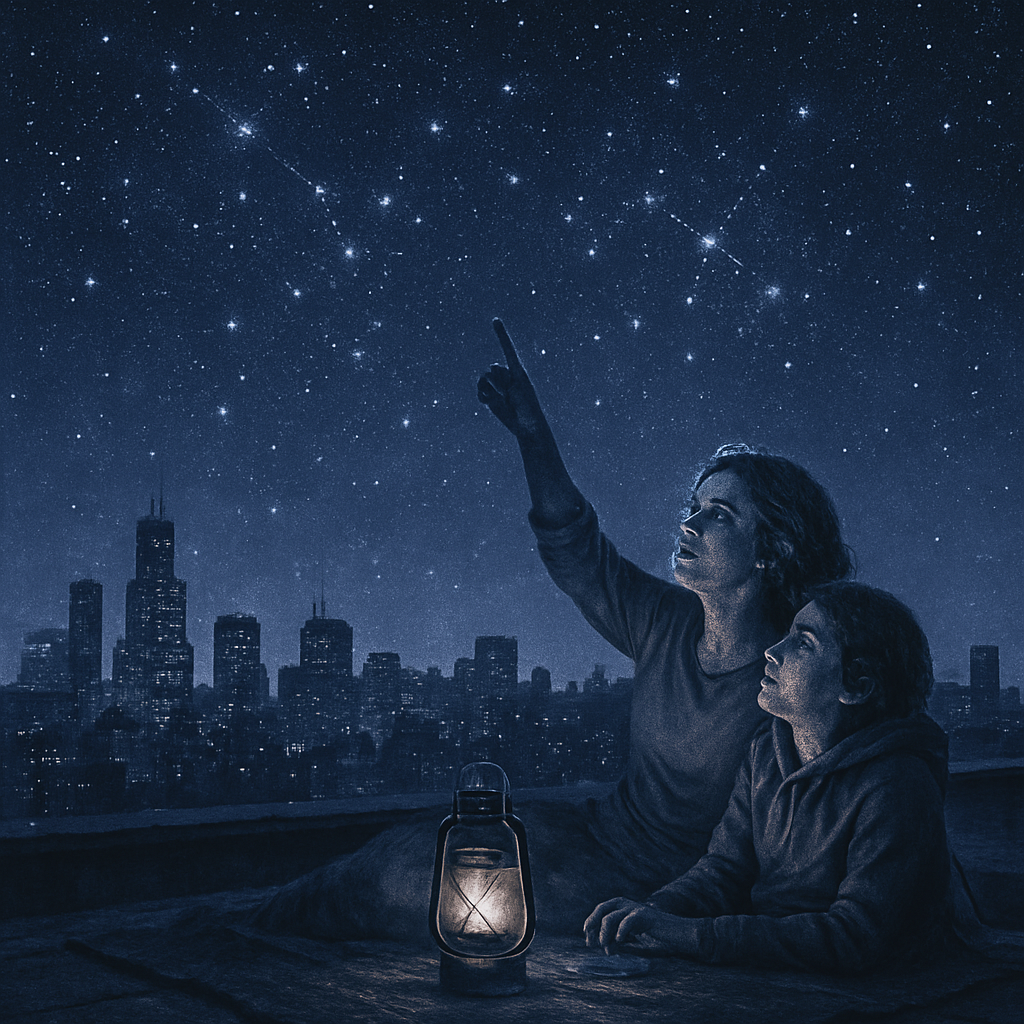 Mother And Teen Stargazing Night paint by color