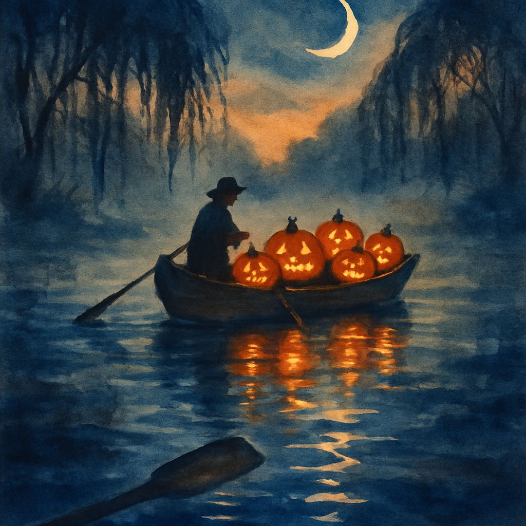 Midnight Pumpkin Ferry Number painting