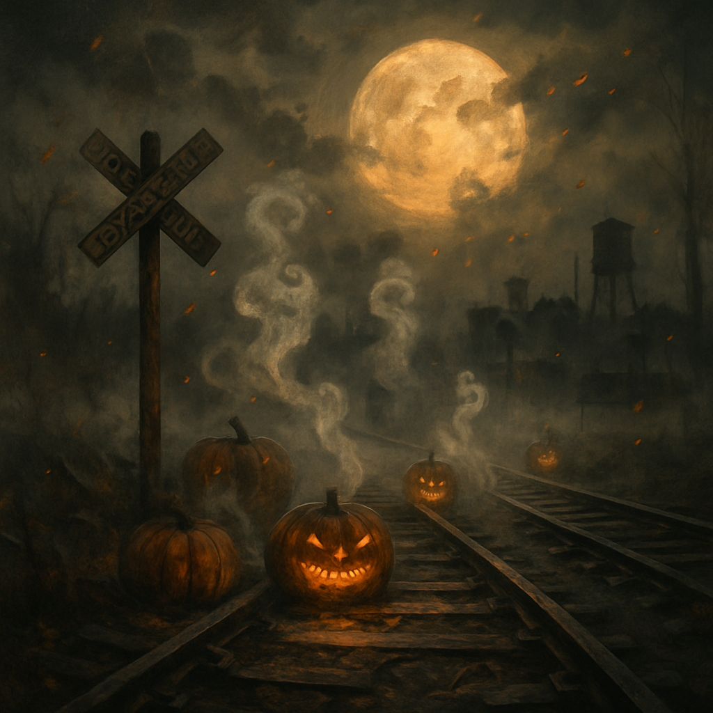 The Hollow Train Crossing Number painting