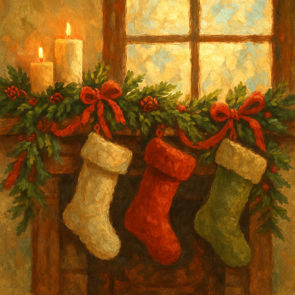 Christmas Morning Fireplace Stockings Paint by numbers kits