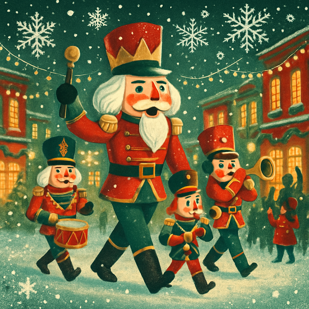 Nutcracker Parade With Glittering Snowfall Paint by numbers kits