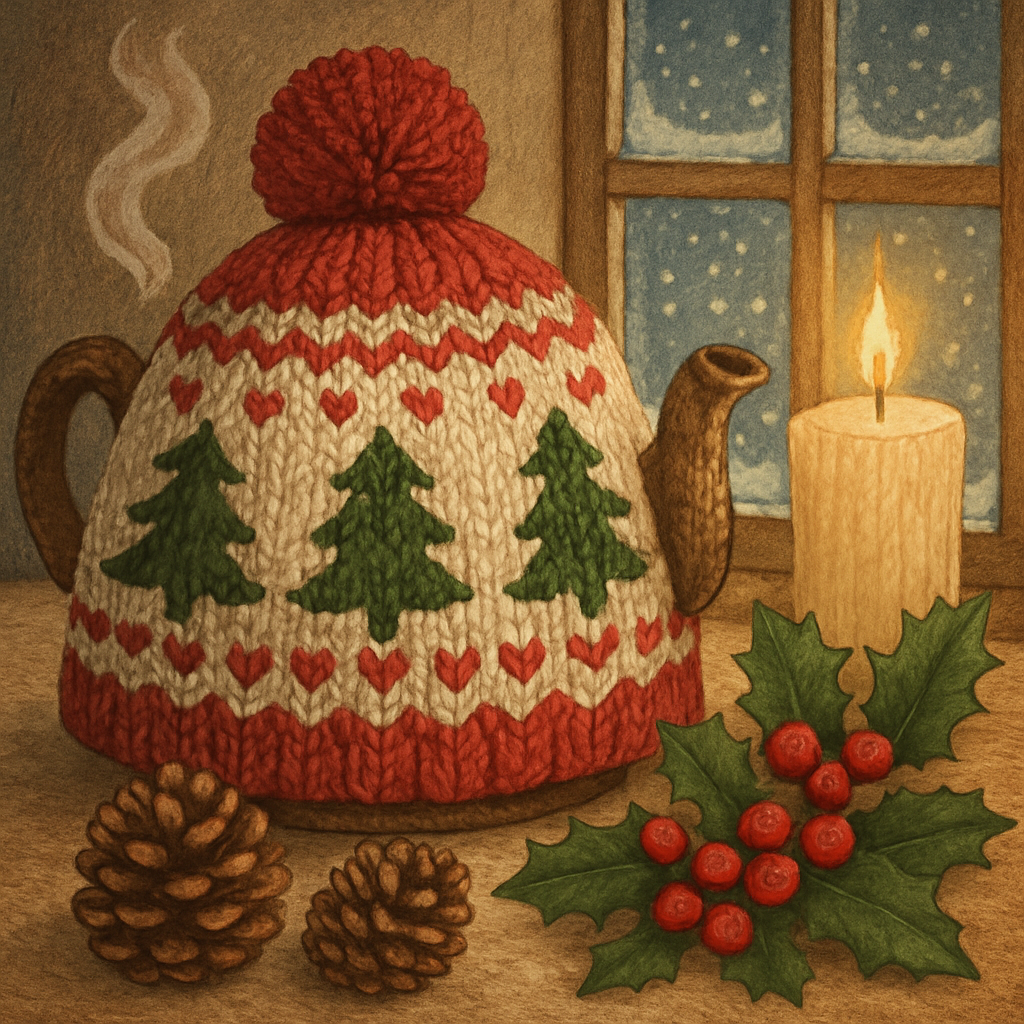 Winter Tea Cozy With Holiday Knits paint by numbers