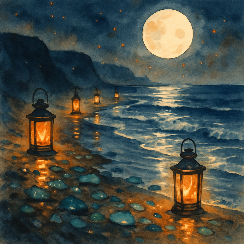 Lantern Row At Dimming Tide Number painting
