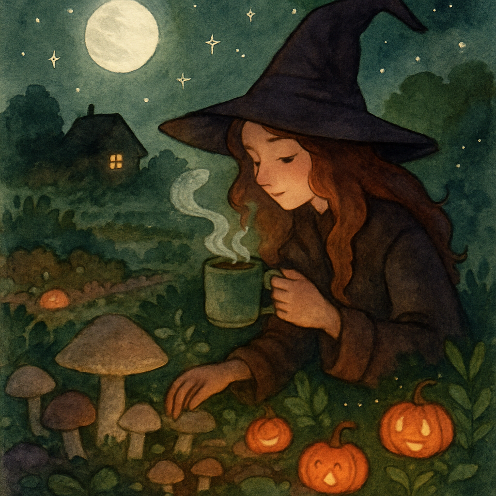 Cozy Witchs Garden Evening painting number kit