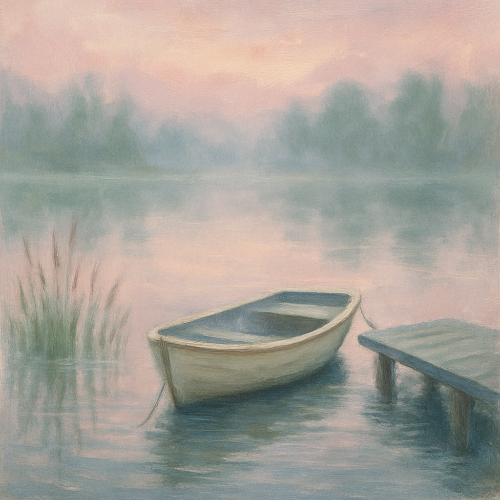 Foggy Morning Rowboat Number painting
