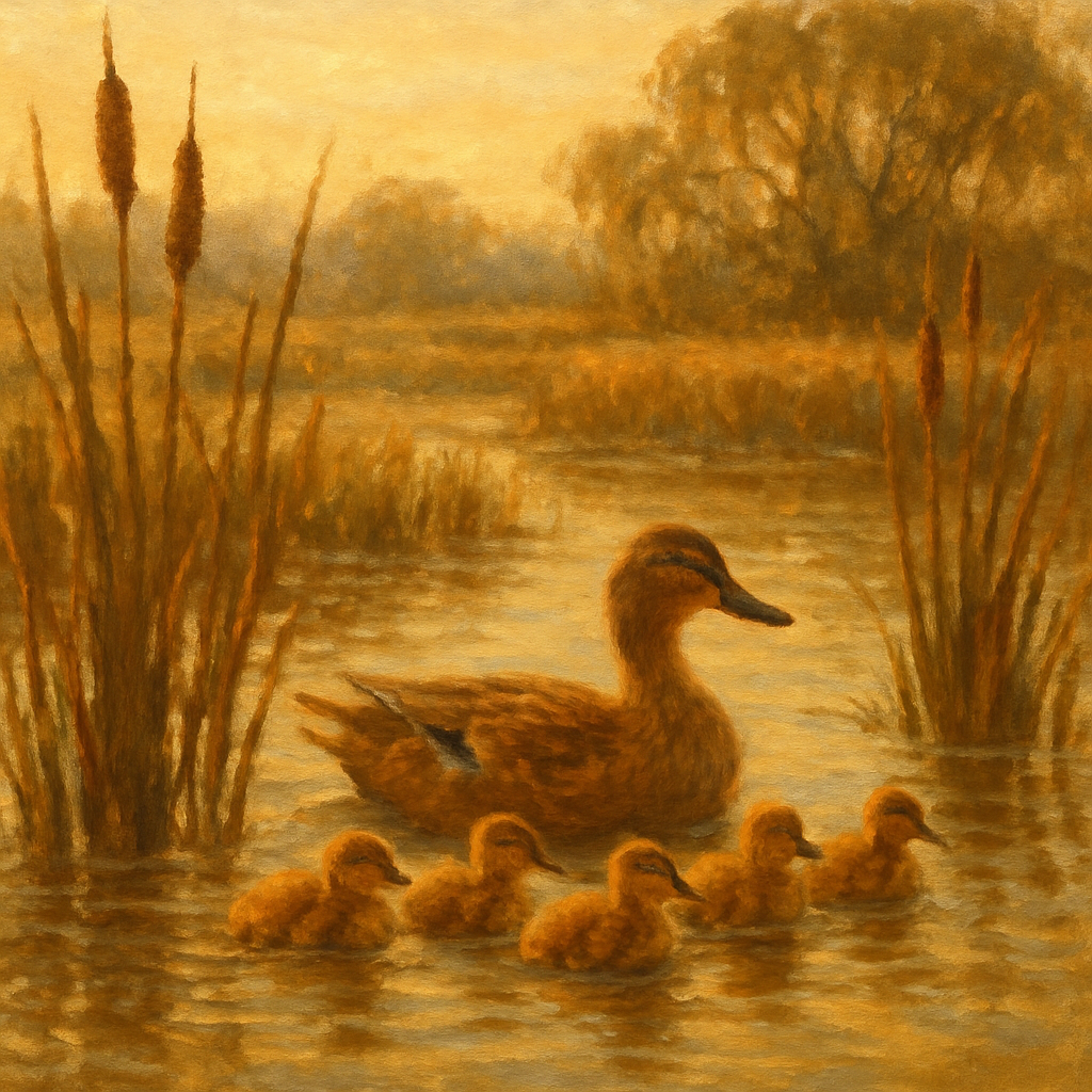 Ducks In A Sunlit Marsh paint by color