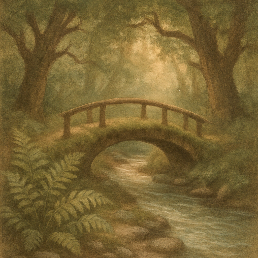 Hidden Glen With Mossy Bridge Number painting