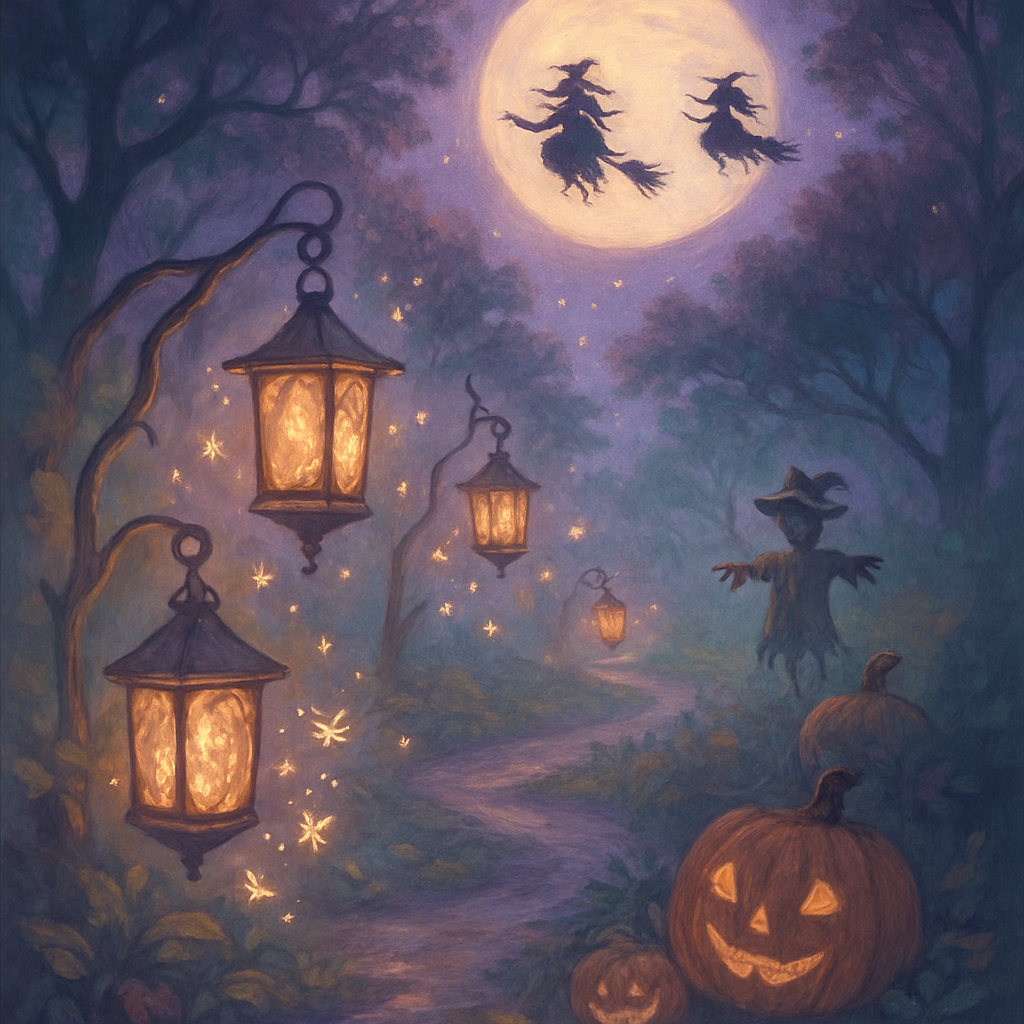 Lanterns Along Witching Path Paint by numbers art