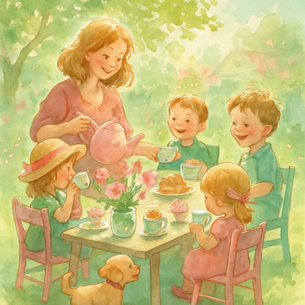 Garden Tea Party With Little Ones paint by number