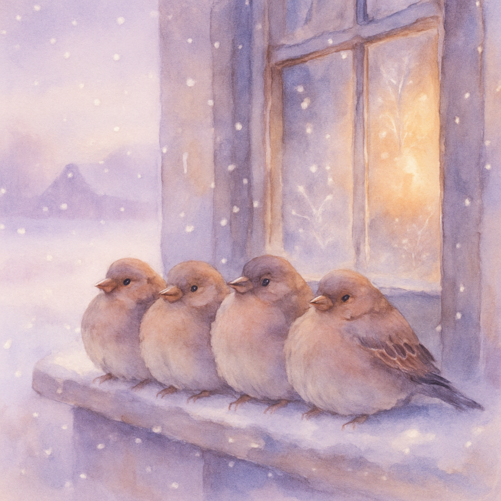 Snowy Finch Window Perch Numbered painting kits