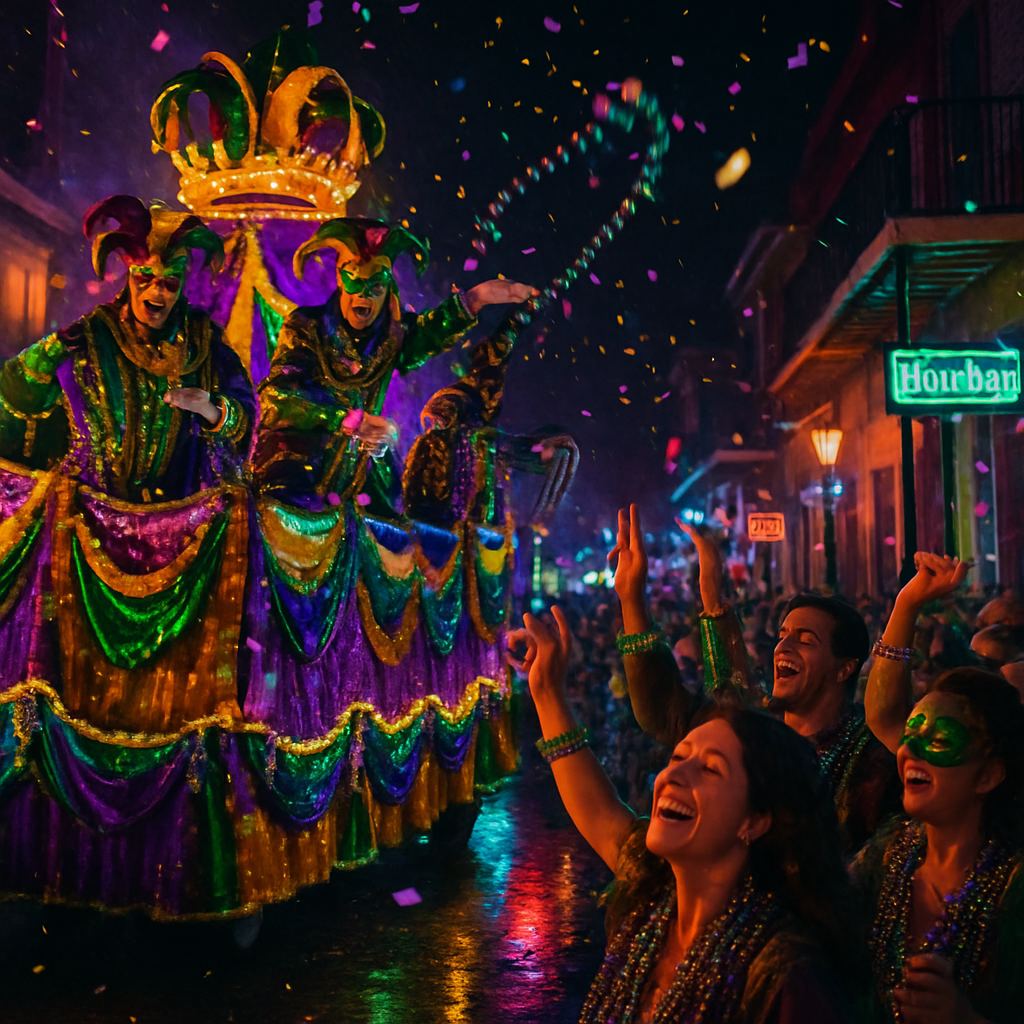 Mardi Gras Float Passing Bourbon Street Number painting