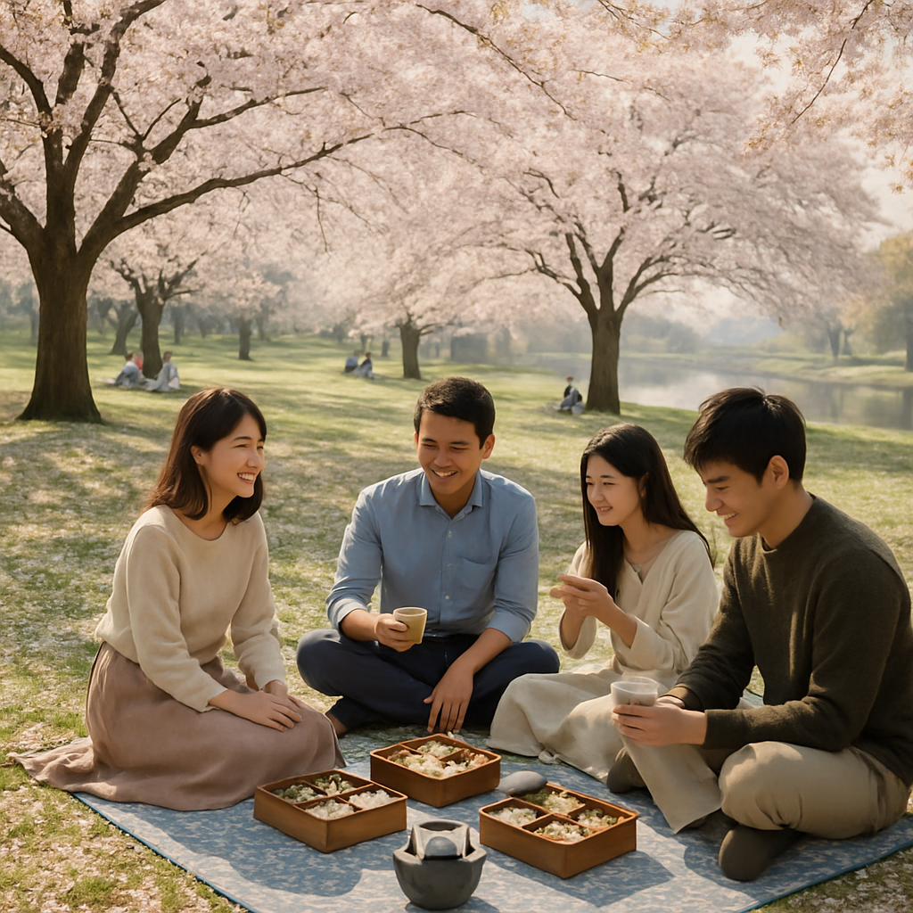 Hanami Picnic Under Cherry Blossoms Paint by numbers kits