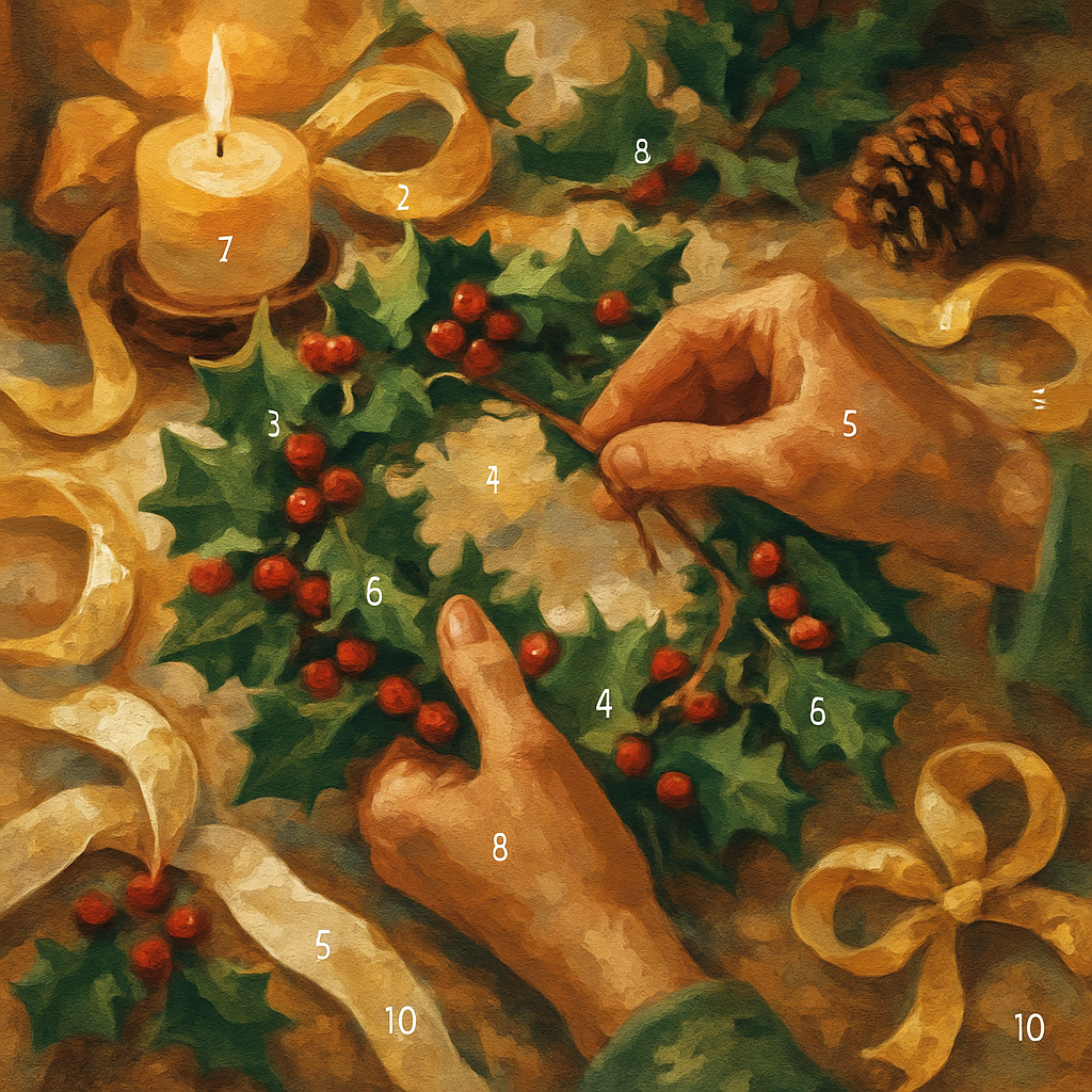 Holly Wreath Workshop paint by numbers