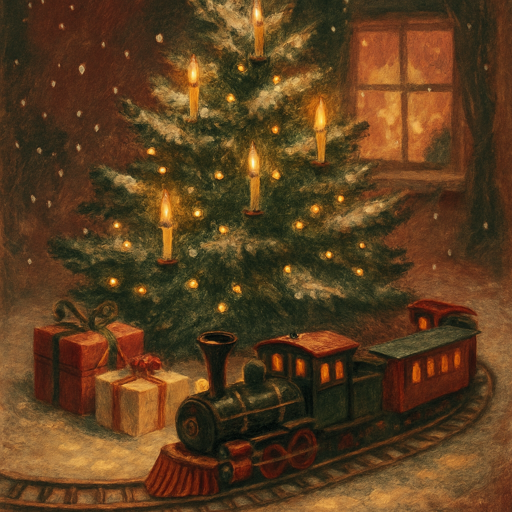 Toy Train Around The Snowbound Tree Paint by numbers art