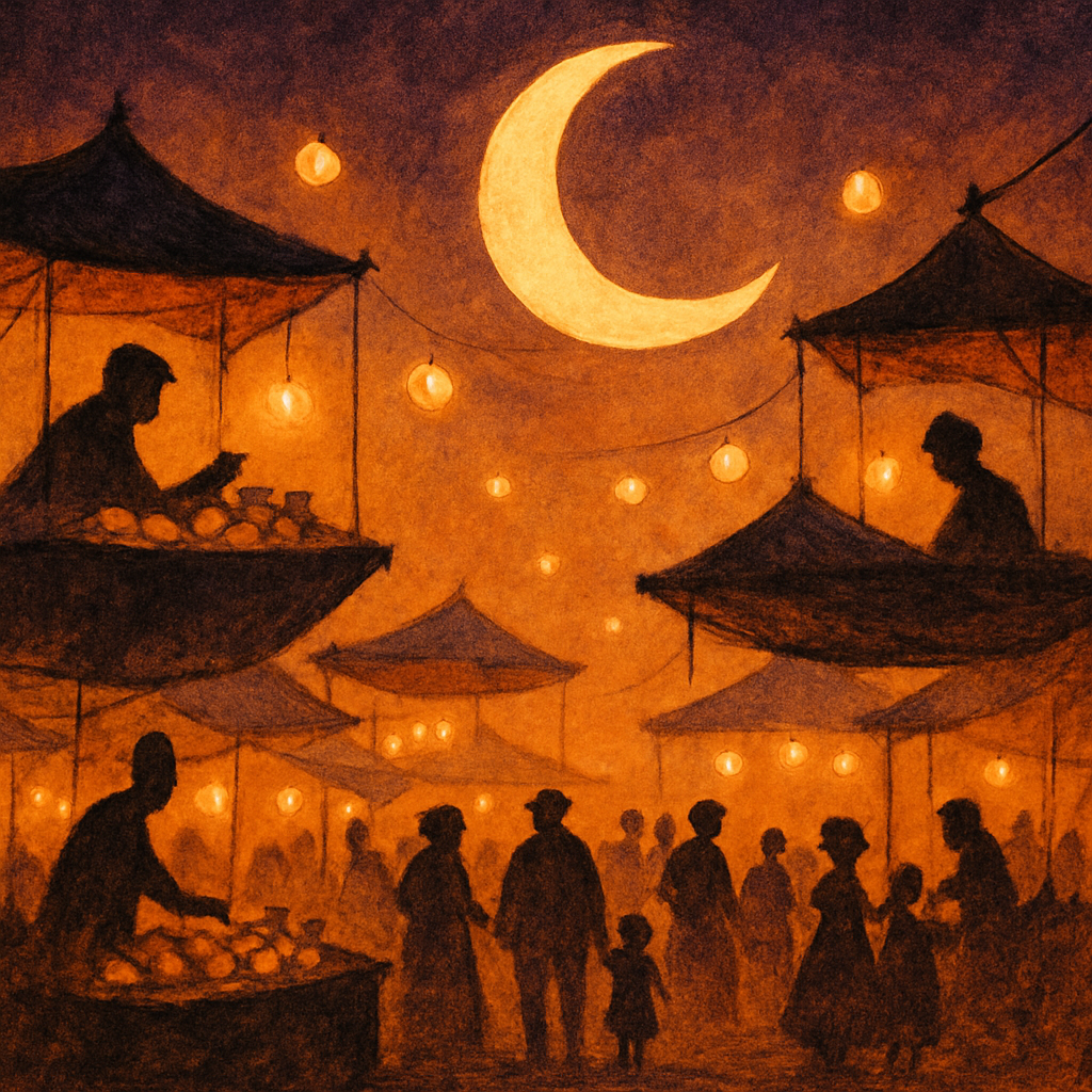 The Night Market Of Floating Lanterns Numbered painting kits