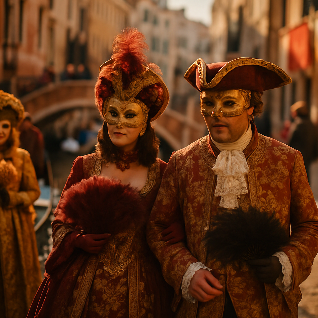 Venetian Masked Carnival Procession Number painting