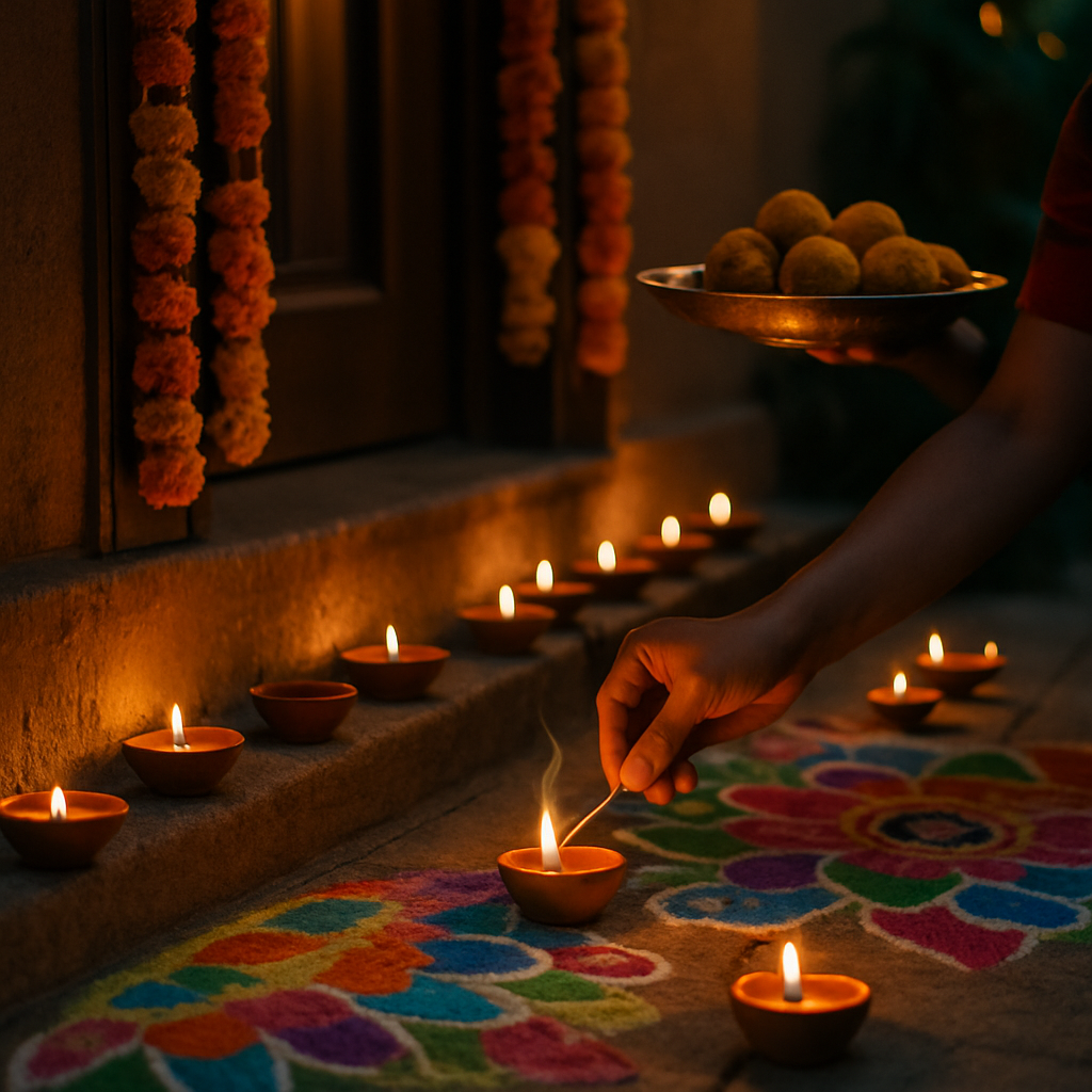 Diwali Doorstep Clay Diyas DIY paint by numbers