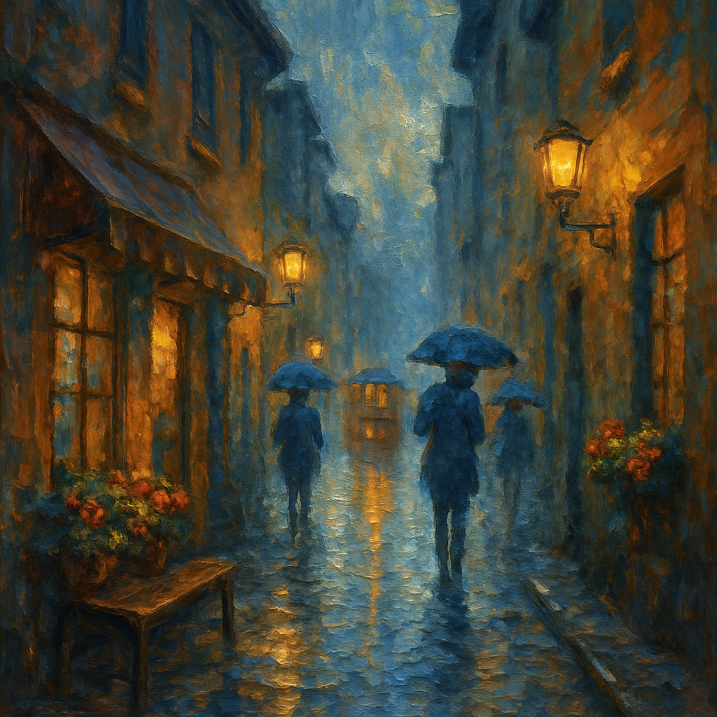 Lanterns On Cobblestone Alley paint by color
