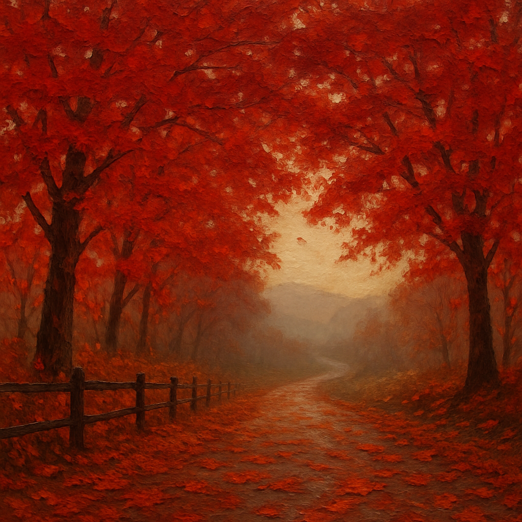 Autumn Lane With Crimson Canopy Painting by numbers kit