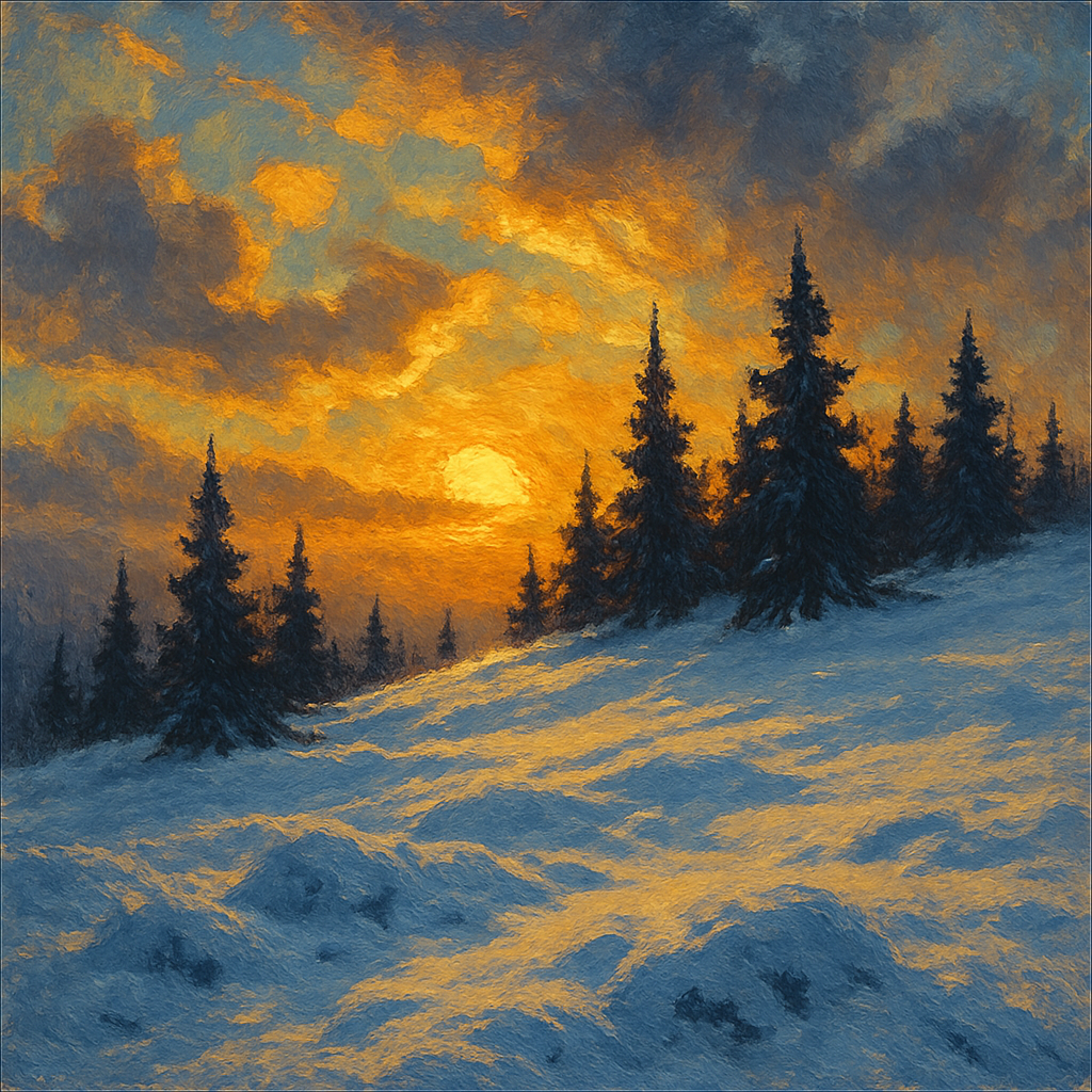 Sunset Ridge With Pine Silhouettes Numbered painting kits
