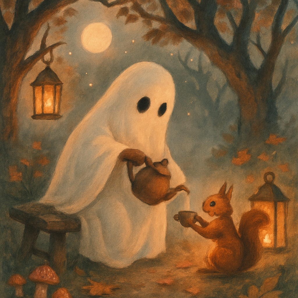 Ghostly Tea On The Garden Bench Painting by numbers kit